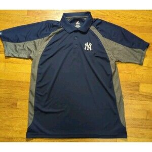 New York Yankees Mens XL Genuine MLB Baseball Polo Shirt Golf Performance EUC